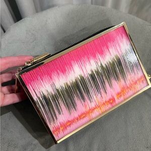 BCBGMaxAzria Vibrant Pink and Gold Clutch
